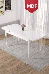 Canisa Kor Serisi 70x114 MDF Açılabilir Beyaz Mutfak Masası, Yemek Masası